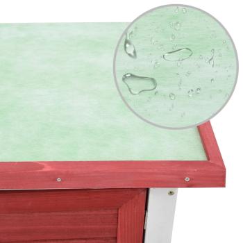 Kaninchenstall 1 Tür Rot Holz