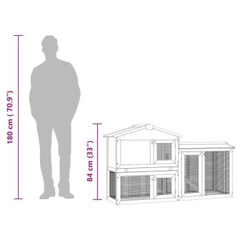 Großer Kaninchenstall Grau und Weiß 145x45x84 cm Holz