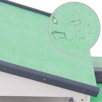 Großer Kaninchenstall Grau und Weiß 145x45x84 cm Holz