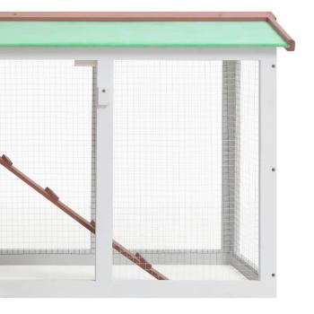 Großer Kaninchenstall Braun und Weiß 145x45x84 cm Holz