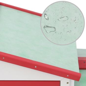 Großer Kaninchenstall Rot und Weiß 145x45x84 cm Holz