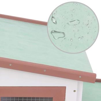 Großer Kaninchenstall Braun und Weiß 204x45x85 cm Holz