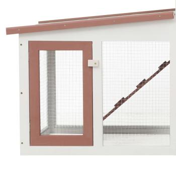 Großer Kaninchenstall Braun und Weiß 204x45x85 cm Holz
