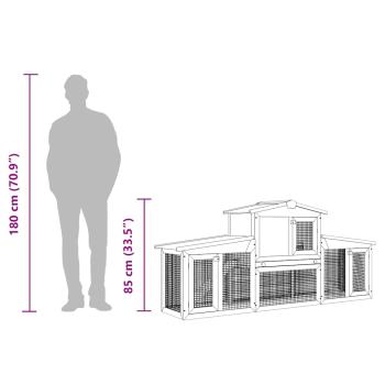 Großer Kaninchenstall Braun und Weiß 204x45x85 cm Holz
