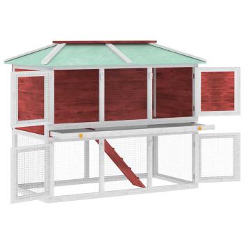 Kleintier-/Kaninchenstall 2 Etagen Rot Holz