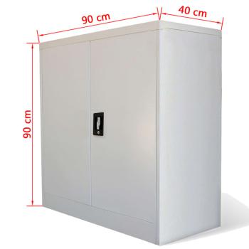 Aktenschrank mit 2 Türen Grau 90 cm Stahl