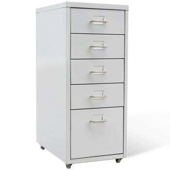 ARDEBO.de - Registerschrank mit 5 Schubladen Grau 68,5 cm Stahl