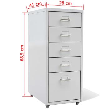 Registerschrank mit 5 Schubladen Grau 68,5 cm Stahl
