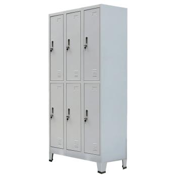 Schließfachschrank mit 6 Fächern Stahl 90x45x180 cm Grau 
