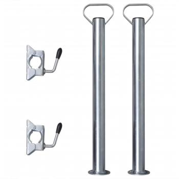 ARDEBO.de - 2 Abstellstützen mit 2 Klemmhaltern für 48 mm Stützrad