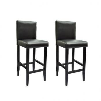ARDEBO.de - Barhocker 2 Stk. Schwarz Kunstleder 
