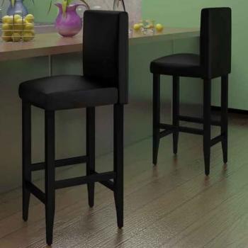 Barhocker 2 Stk. Schwarz Kunstleder 