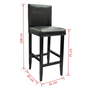 Barhocker 2 Stk. Schwarz Kunstleder 