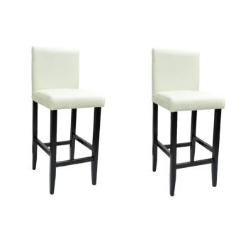Barhocker 2 Stk. Weiß Kunstleder 