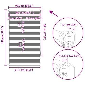 Zebra-Rollo 90,9 x 150 cm, Stoffbreite 86,7 cm, schwarz