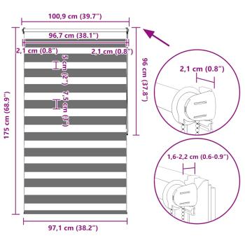 Doppelrollo Seitenzug 100 x 175 cm grau