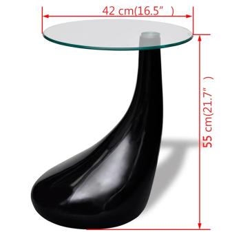 Couchtisch mit Runder Glasplatte Hochglanz Schwarz 