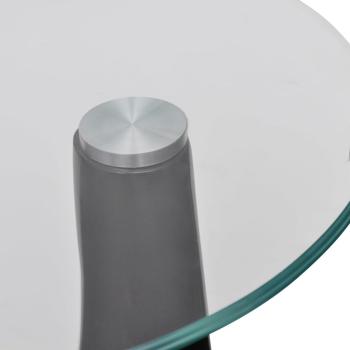 Couchtisch mit Runder Glasplatte Hochglanz Schwarz 