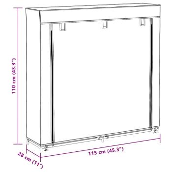 Stoff Schuhschrank mit Abdeckung 115 x 28 x 110 cm Schwarz 