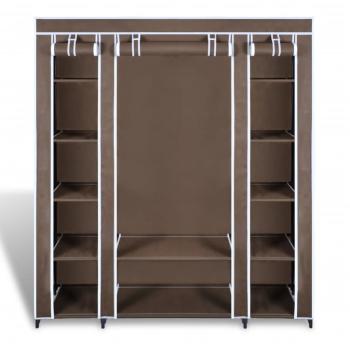 Stoffschrank mit Fächern und Stangen 45×150×176 cm Braun  