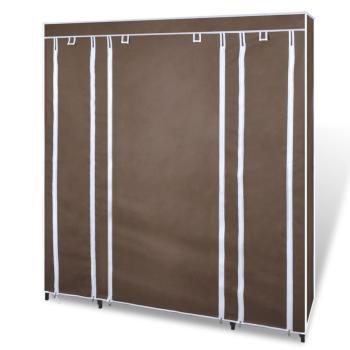 Stoffschrank mit Fächern und Stangen 45×150×176 cm Braun  