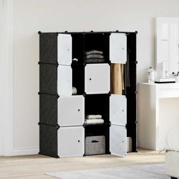 Modularer Schrank mit 9 Fächern 37×115×150 cm Schwarz und Weiß 