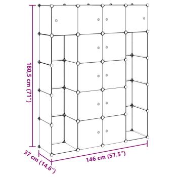 Modularer Schrank mit 14 Fächern schwarz/weiß 37x146x180,5cm