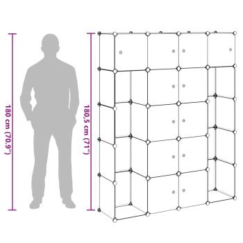 Modularer Schrank mit 14 Fächern schwarz/weiß 37x146x180,5cm
