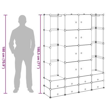 Modularer Schrank mit 18 Fächern schwarz/weiß 37x146x180,5cm