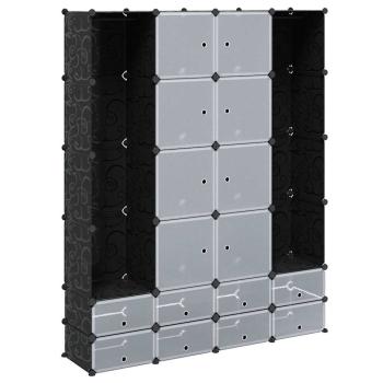 Modularer Schrank mit 18 Fächern schwarz/weiß 37x146x180,5cm