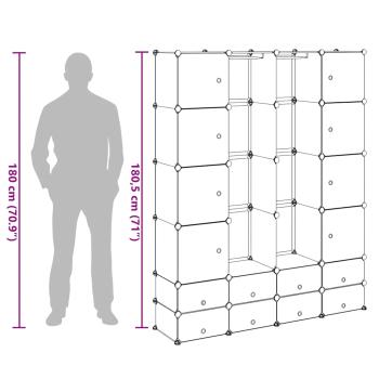 Modularer Schrank mit 18 Fächern Weiß 37x146x180,5 cm