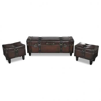 ARDEBO.de - Sitztruhen-Set 3 Stk. Braun