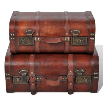 Dekokoffer aus Holz 2 Stk. Retro-Stil Braun 