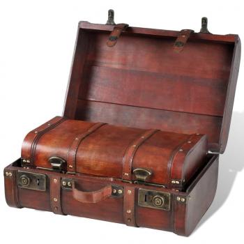 Dekokoffer aus Holz 2 Stk. Retro-Stil Braun 
