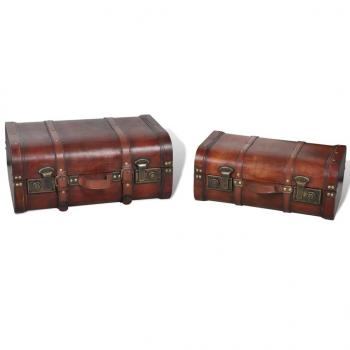 Dekokoffer aus Holz 2 Stk. Retro-Stil Braun 