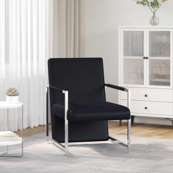 Sessel mit Verchromten Beinen Schwarz Kunstleder