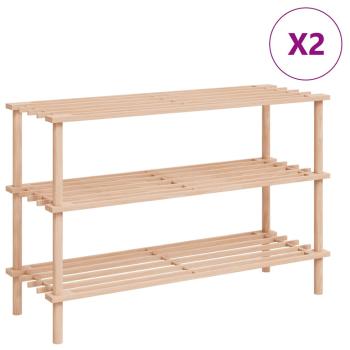 Schuhregale mit 3 Böden 2 Stk. Massivholz Tanne