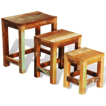 3-tlg. Satztisch-Set Vintage Altholz