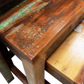 3-tlg. Satztisch-Set Vintage Altholz