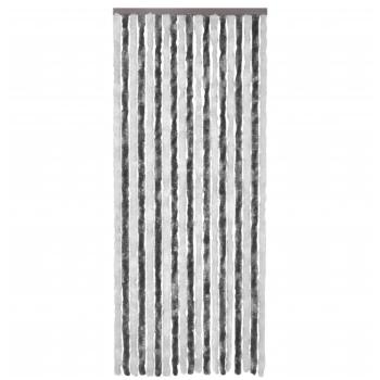 Insektenschutz-Vorhang Grau und Weiß 90x220 cm Chenille