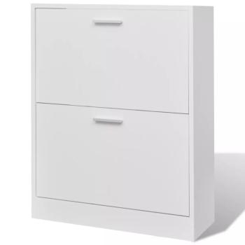 Weißer Holz-Schuhschrank mit 2 Schuhkippern