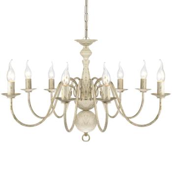 Metall-Kronleuchter Weiß Antik 8 x E14 Glühbirnen