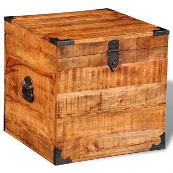 Aufbewahrungstruhe Quadratisch Raues Mangoholz 