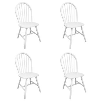 Esszimmerstühle 4 Stk. Weiß Massivholz Gummibaum