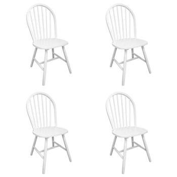 Esszimmerstühle 4 Stk. Weiß Massivholz Gummibaum