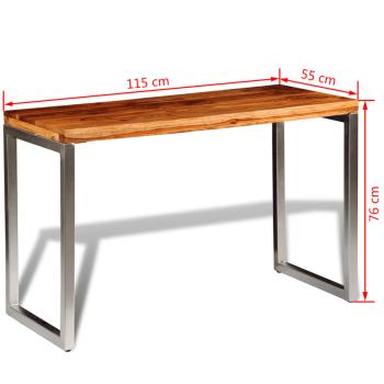 Esstisch Bürotisch Massivholz Palisander mit Stahlbeinen