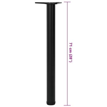 4x höhenverstellbares Tischbein Schwarz 710 mm