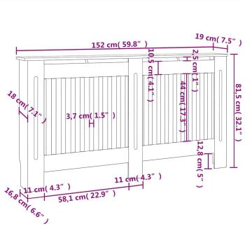 MDF Heizkörper-Abdeckung Heizkörperverkleidung 152 cm, weiß