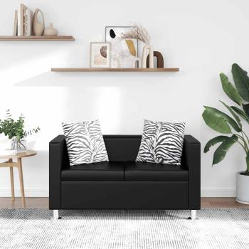 2-Sitzer-Sofa Kunstleder Schwarz 