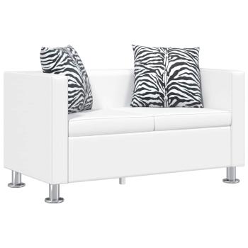 2-Sitzer-Sofa Kunstleder Weiß